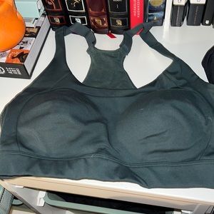 Gymshark racer back training bra dark green